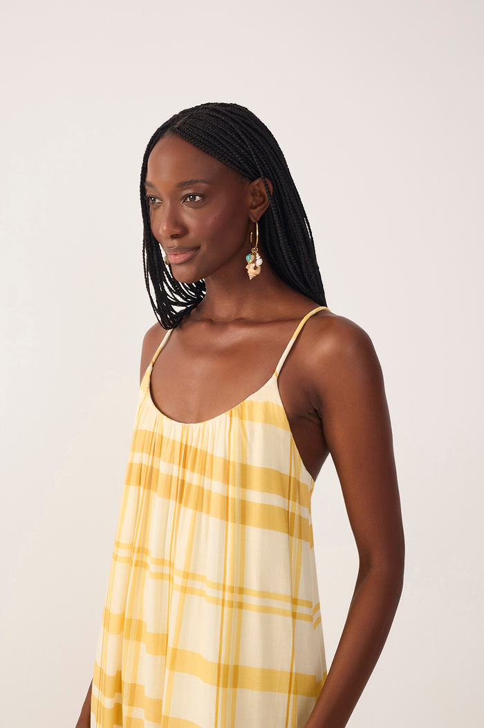Yellow Frescor Sleeveless Tiered Maxi Dress_4