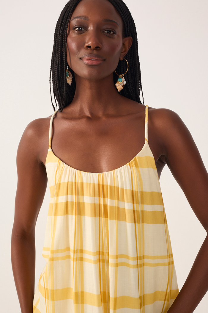 Yellow Frescor Sleeveless Tiered Maxi Dress_5