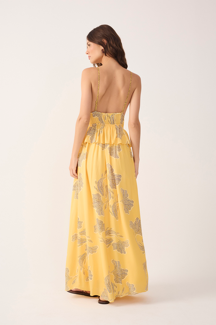 Yellow Laguna V Neck Layered Maxi Dress_7