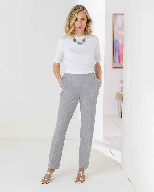 Zoe Easycare Pull On Trousers - Silver - The Classic Boutique
