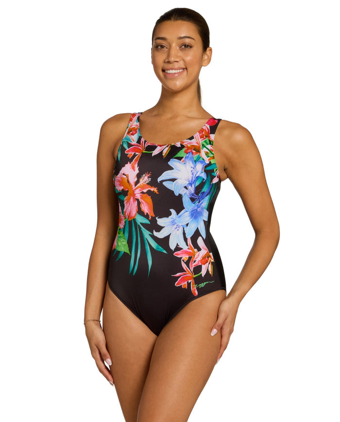 Zoggs Bedarra Scoopback Swimsuit - Black/Multi