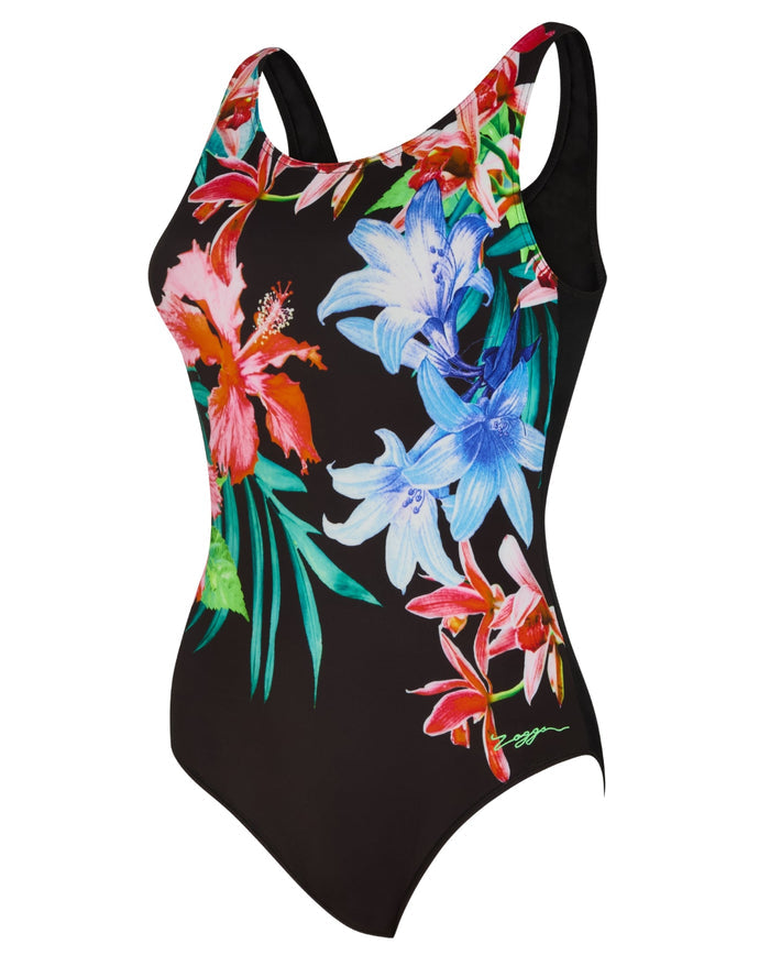 Zoggs Bedarra Scoopback Swimsuit - Black/Multi