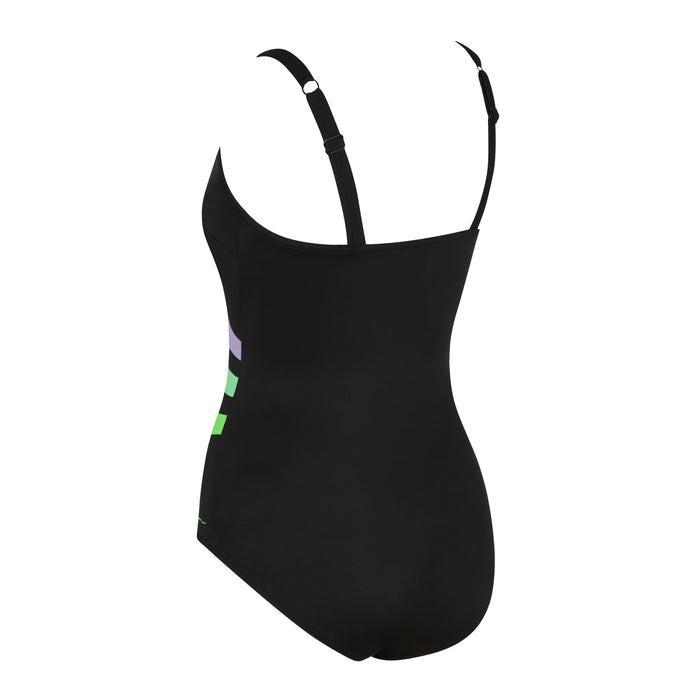 Zoggs Bedarra Wrap Panel Classicback Swimsuit - Black/Lilac/Green