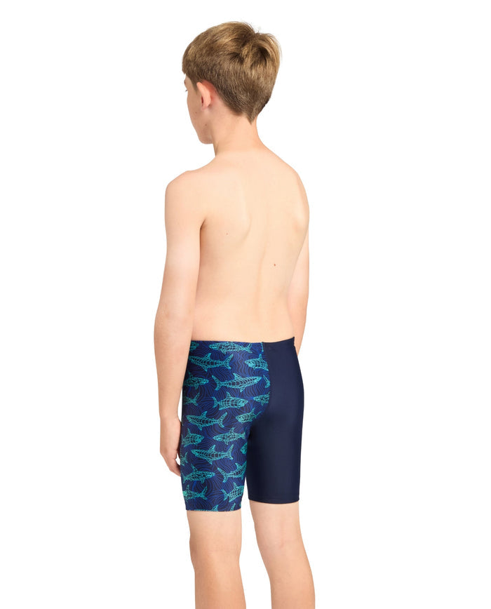 Zoggs Boys Sharkonator Mid Swim Jammer - Navy/Blue