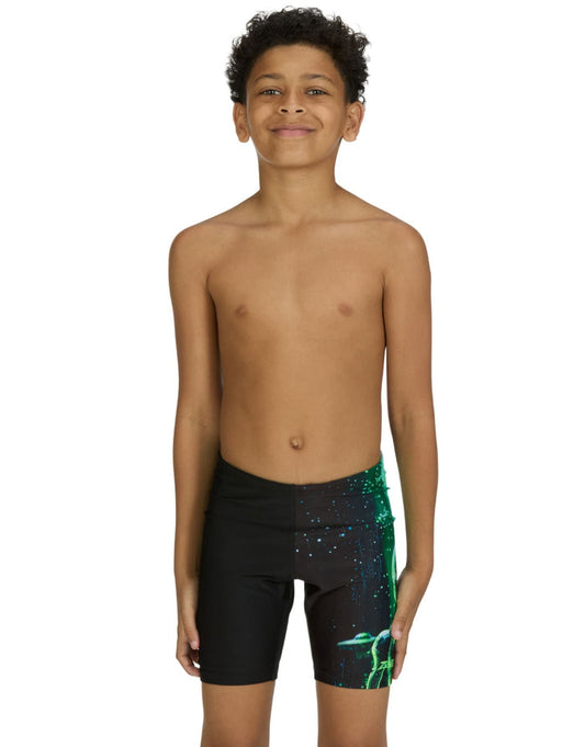 Zoggs Boys XFile Mid Swim Jammer - Black/Green