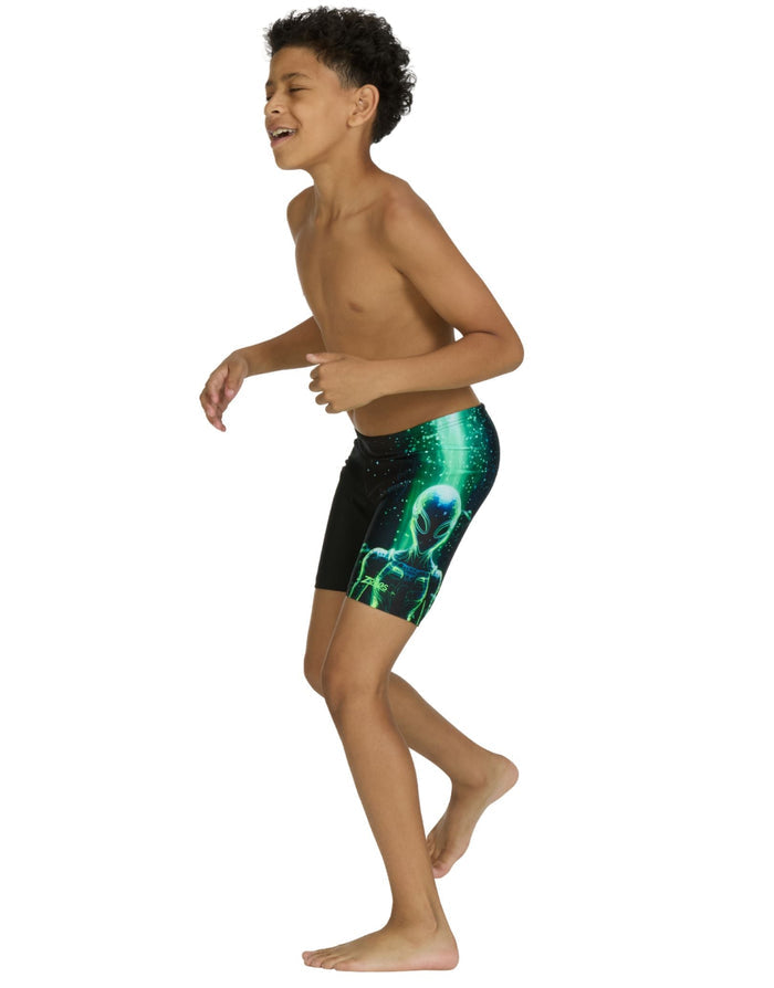 Zoggs Boys XFile Mid Swim Jammer - Black/Green