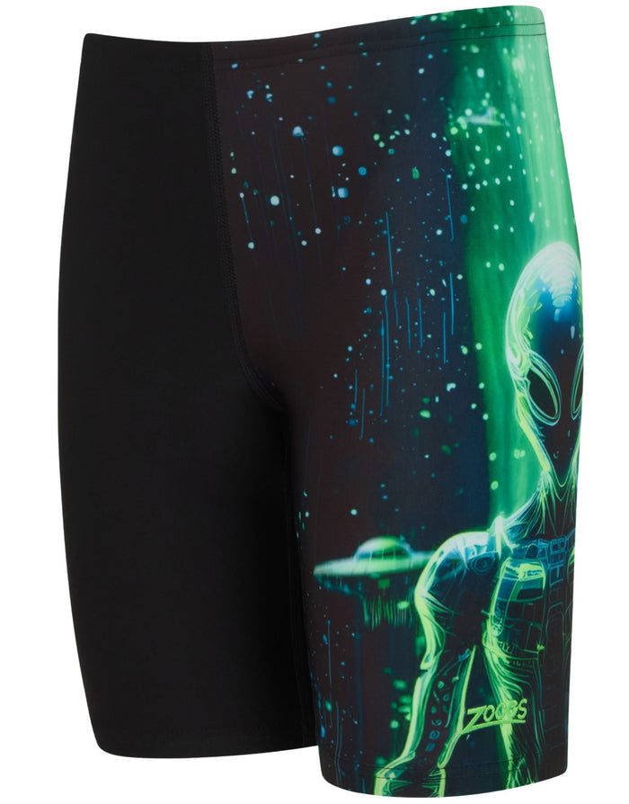 Zoggs Boys XFile Mid Swim Jammer - Black/Green