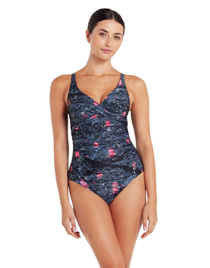 Zoggs Dusk Mystery Classicback navy floral one-piece swimsuit