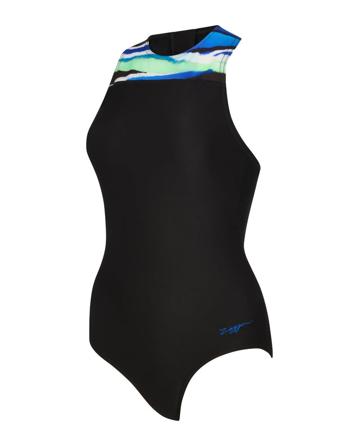 Zoggs Elaine Zip Back Swimsuit - Black/Multi
