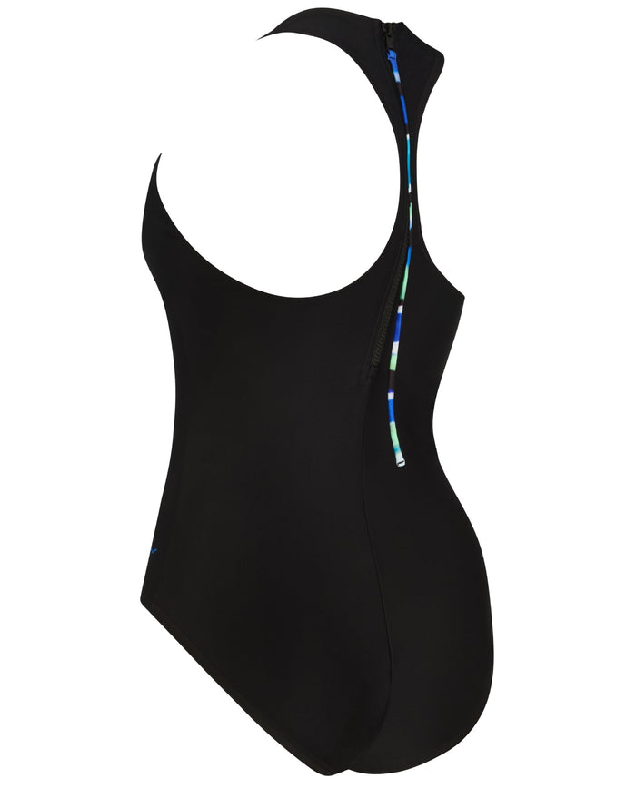 Zoggs Elaine Zip Back Swimsuit - Black/Multi