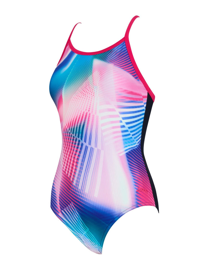 Zoggs Flashdrive Strikeback Swimsuit - Blue/Pink