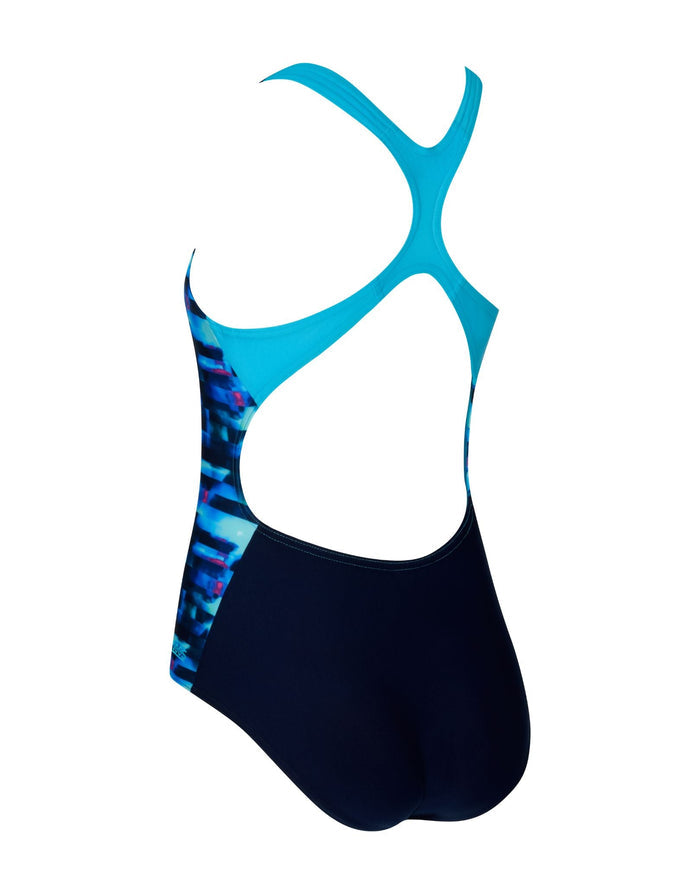 Zoggs Girls Drone Rowleeback Swimsuit - Blue/Navy