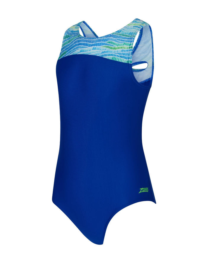 Zoggs Girls Fishdom Infinity Back Swimsuit - Blue