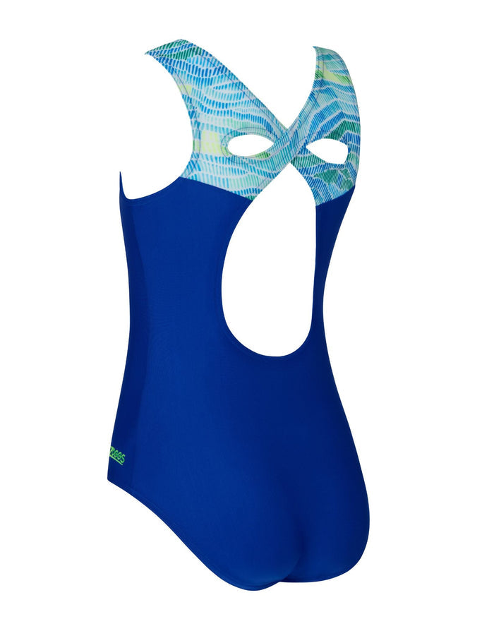 Zoggs Girls Fishdom Infinity Back Swimsuit - Blue
