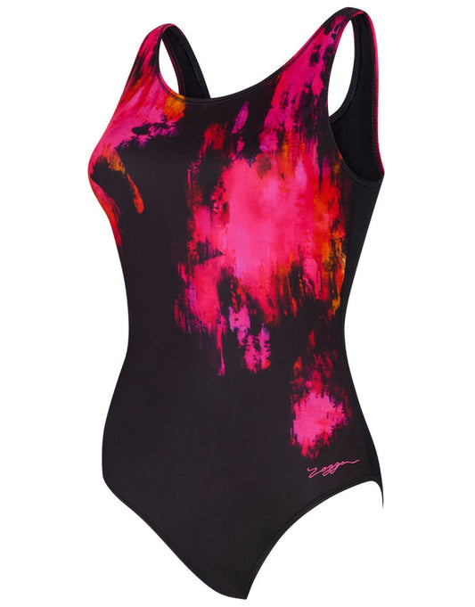 Zoggs Inferno Scoopback Swimsuit - Black/Pink