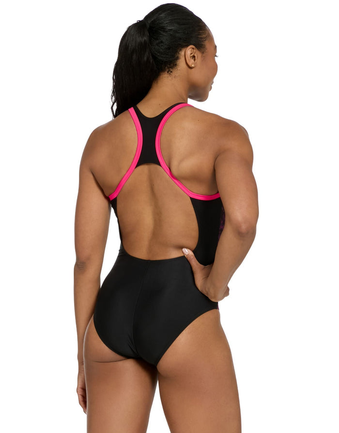 Zoggs Mettle Pink Atomback Swimsut - Black/Pink