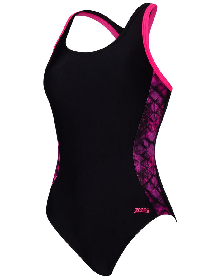 Zoggs Mettle Pink Atomback Swimsut - Black/Pink