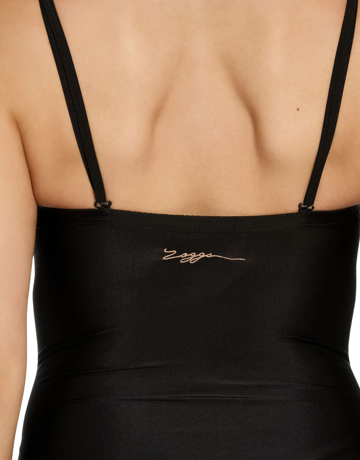 Zoggs Moonstone Ruched Bandeau With Removable Straps Swimsuit - Black/White