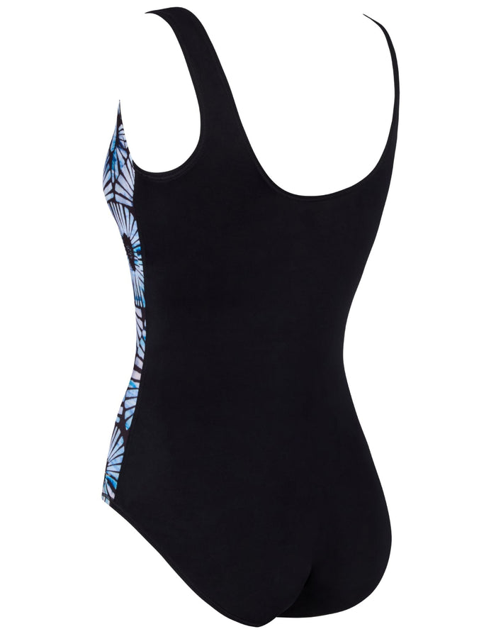 Zoggs Moonstone Scoopback Swimsuit - Black/Blue