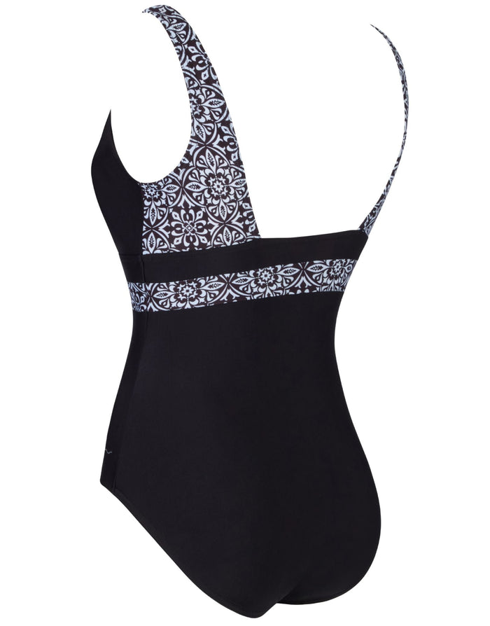 Zoggs Opulence Squareback Swimsuit - Black/White