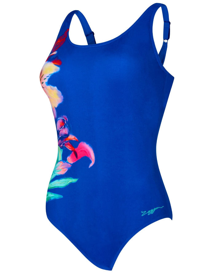 Zoggs Paradiso Adjustable Scoopback Swimsuit - Blue/Multi