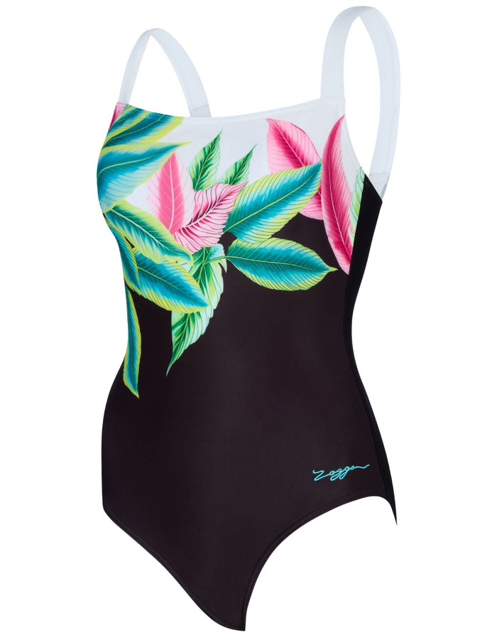 Zoggs Plantopia Adjustable Classicback Swimsuit - Black/Multi - Womens Swimwear