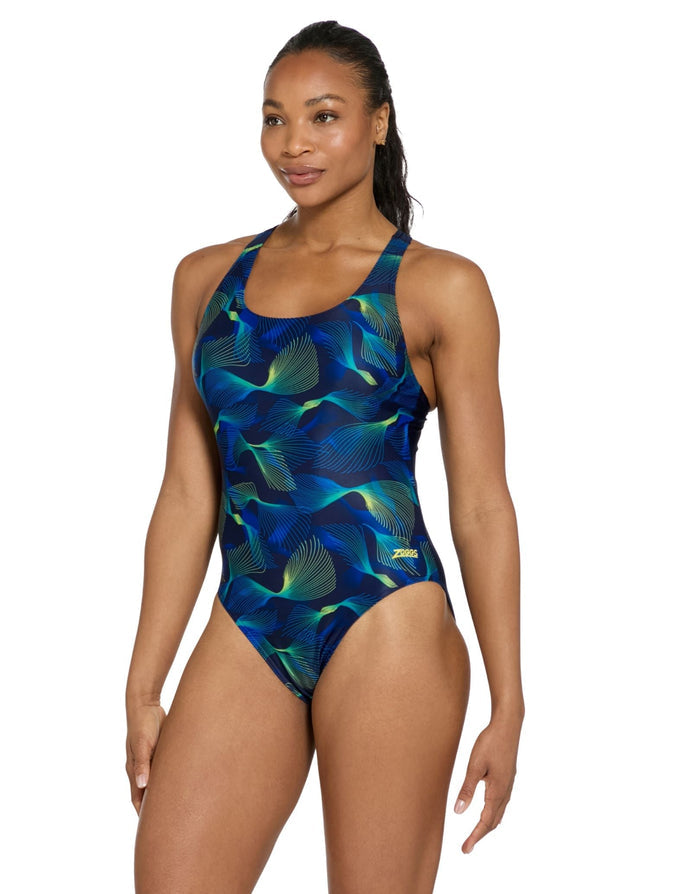 Zoggs Siroc Sonic Back Swimsuit - Navy/Blue - Womens Swimwear