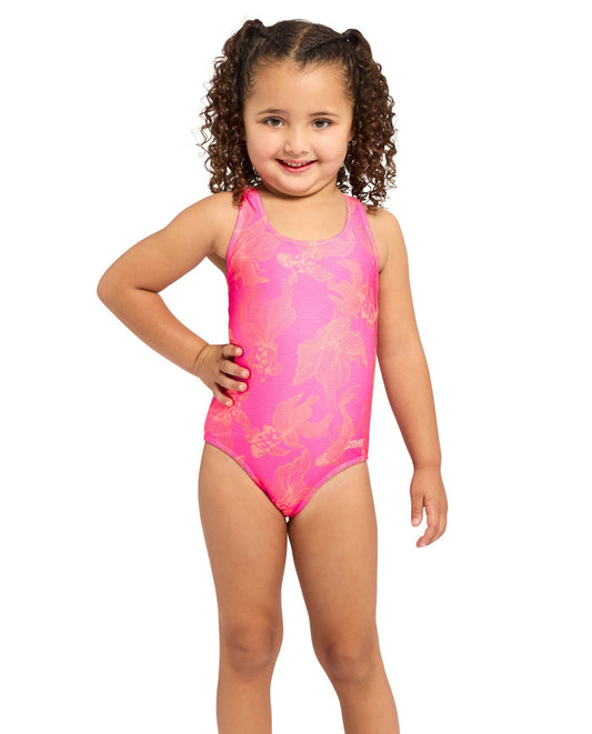 Zoggs Tots Girls Koi Pink Actionback Swimsuit - Pink