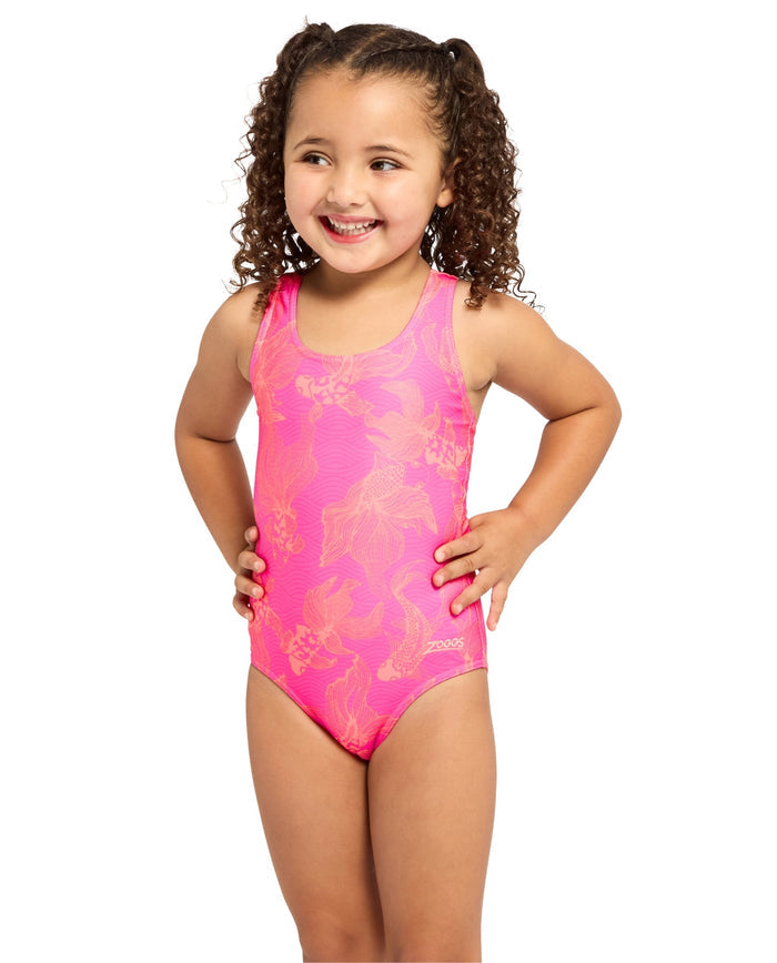 Zoggs Tots Girls Koi Pink Actionback Swimsuit - Pink