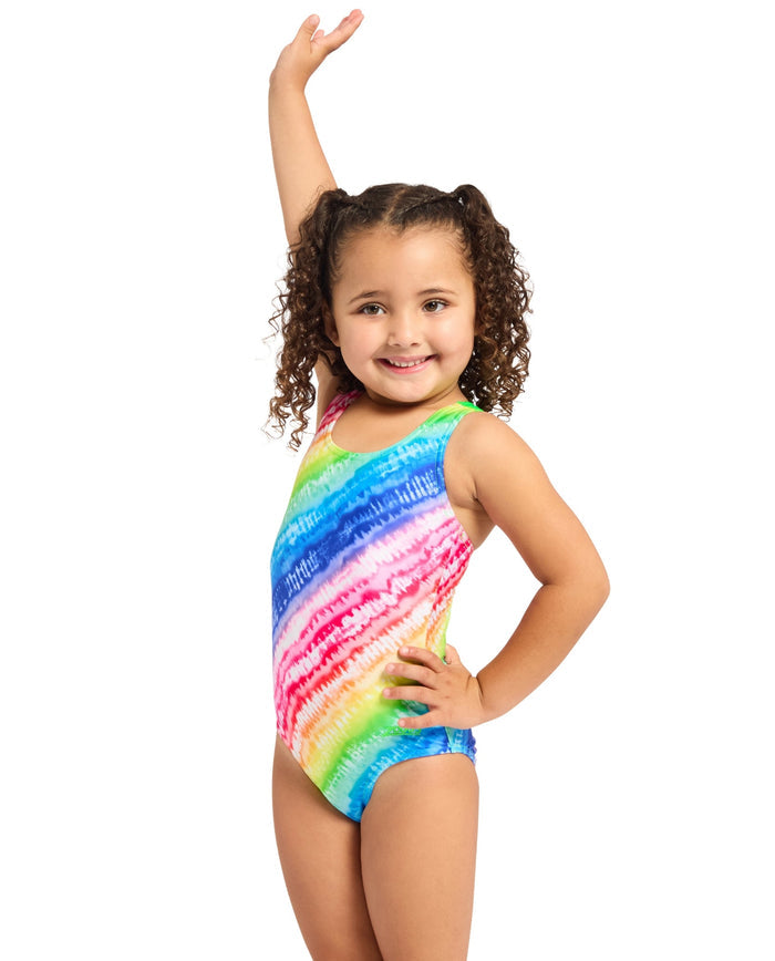 Zoggs Tots Girls Rainbow Ripple Actionback Swimsuit - Multi