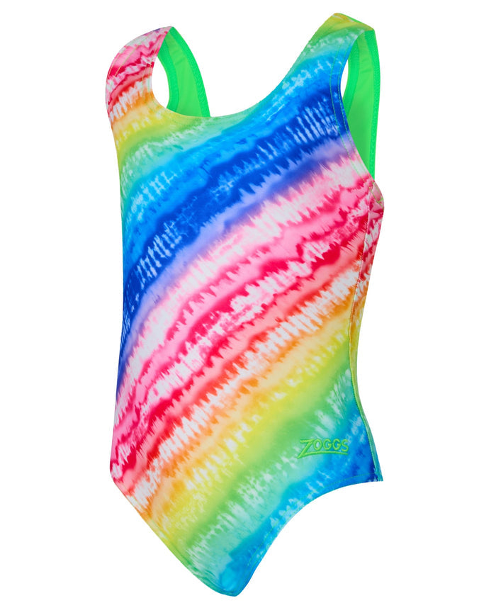 Zoggs Tots Girls Rainbow Ripple Actionback Swimsuit - Multi