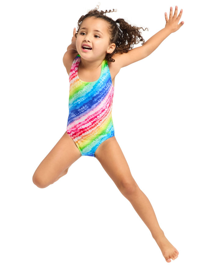 Zoggs Tots Girls Rainbow Ripple Actionback Swimsuit - Multi