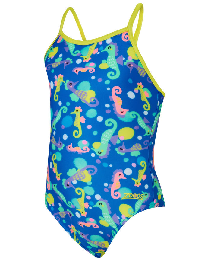 Zoggs Tots Girls Sandy Tex Back Swimsuit - Blue/Multi