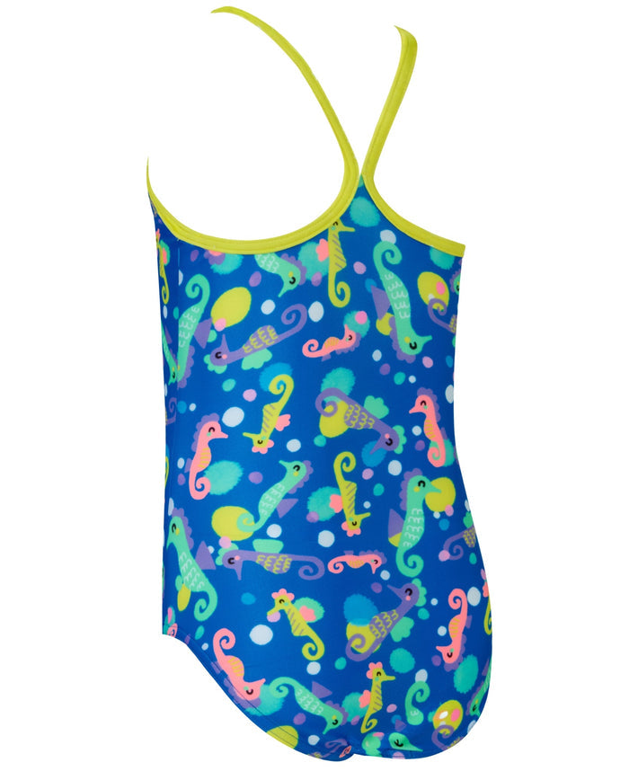Zoggs Tots Girls Sandy Tex Back Swimsuit - Blue/Multi