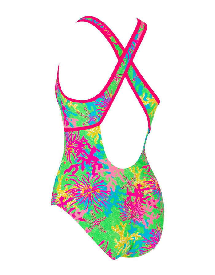 Zoggs Undersea Magic Green Thermal Lined Crossback Swimsuit - Green/Multi