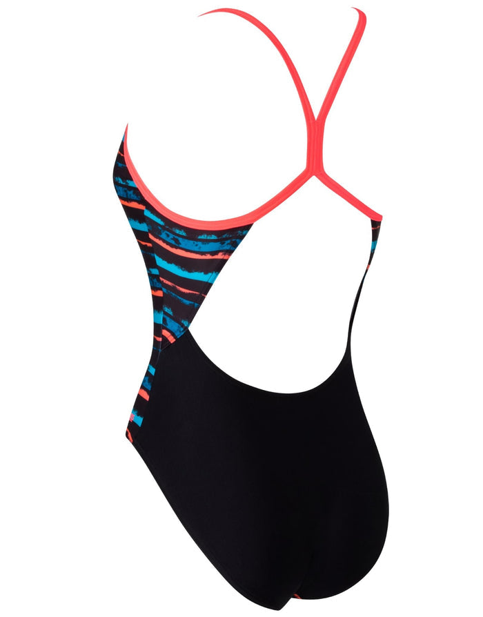 Zoggs Wake Sprintback Swimsuit - Black/Multi - womens swimwear