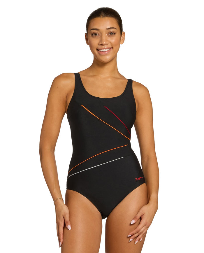 Zoggs Yuma Adjustable Macmaster Scoopback Swimsuit - Black/Multi
