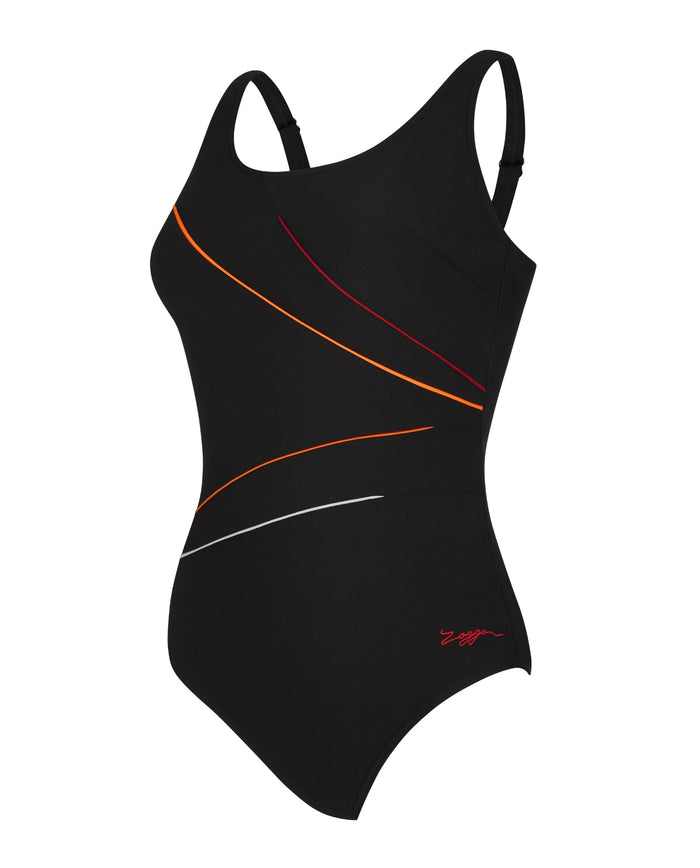 Zoggs Yuma Adjustable Macmaster Scoopback Swimsuit - Black/Multi