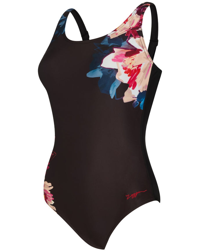 Zoggs Yuma Adjustable Scoopback Swimsuit - Black/Multi