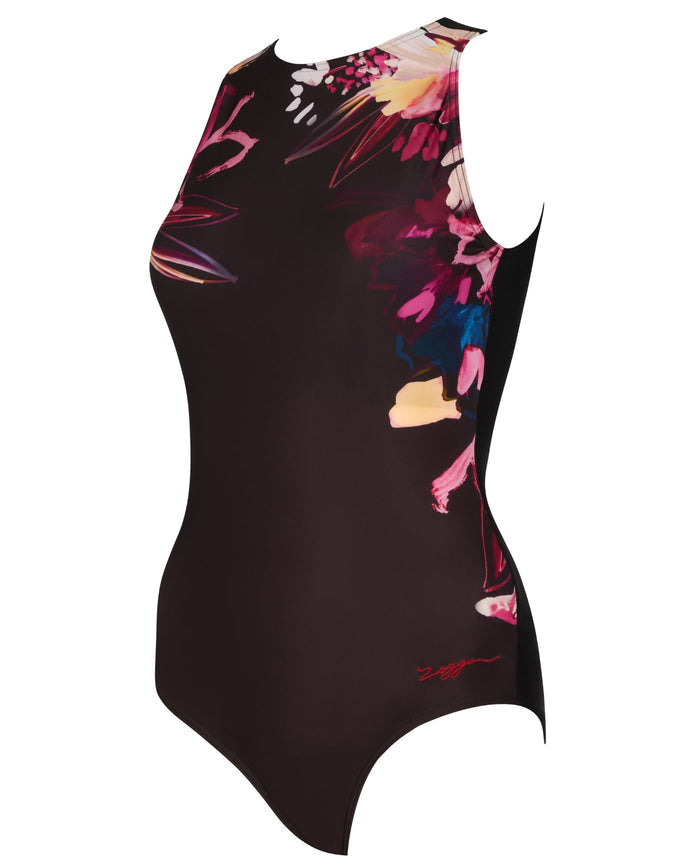 Zoggs Yuma Hi Front Swimsuit - Black/Pink