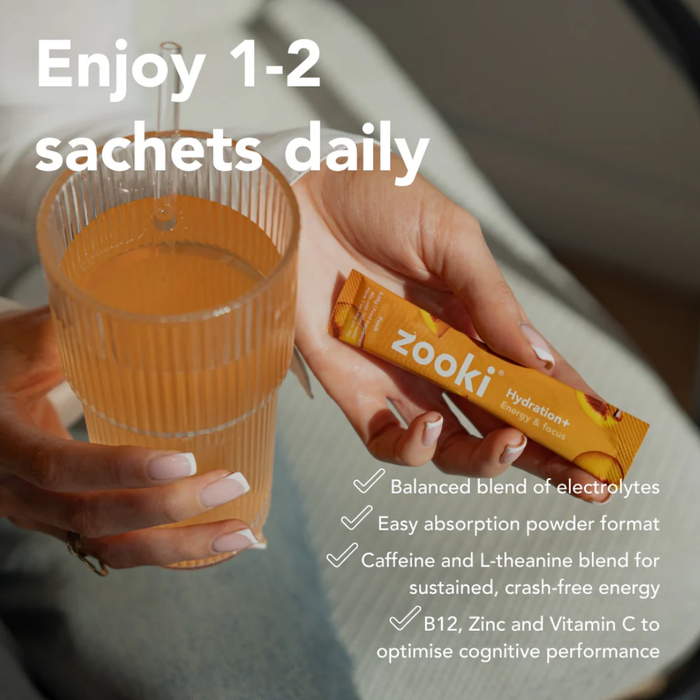 Zooki Electrolytes+ Energy & Focus Peach Flavour 7 Sachets