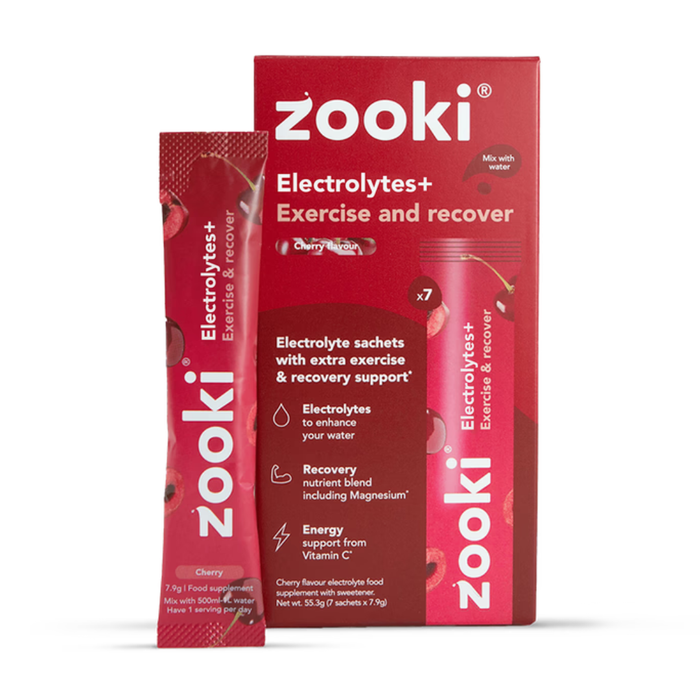 Zooki Electrolytes+ Exercise & Recover Cherry Flavour 7 Sachets