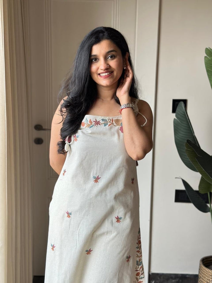 Zuhra Embroidered Pant Set- Off White